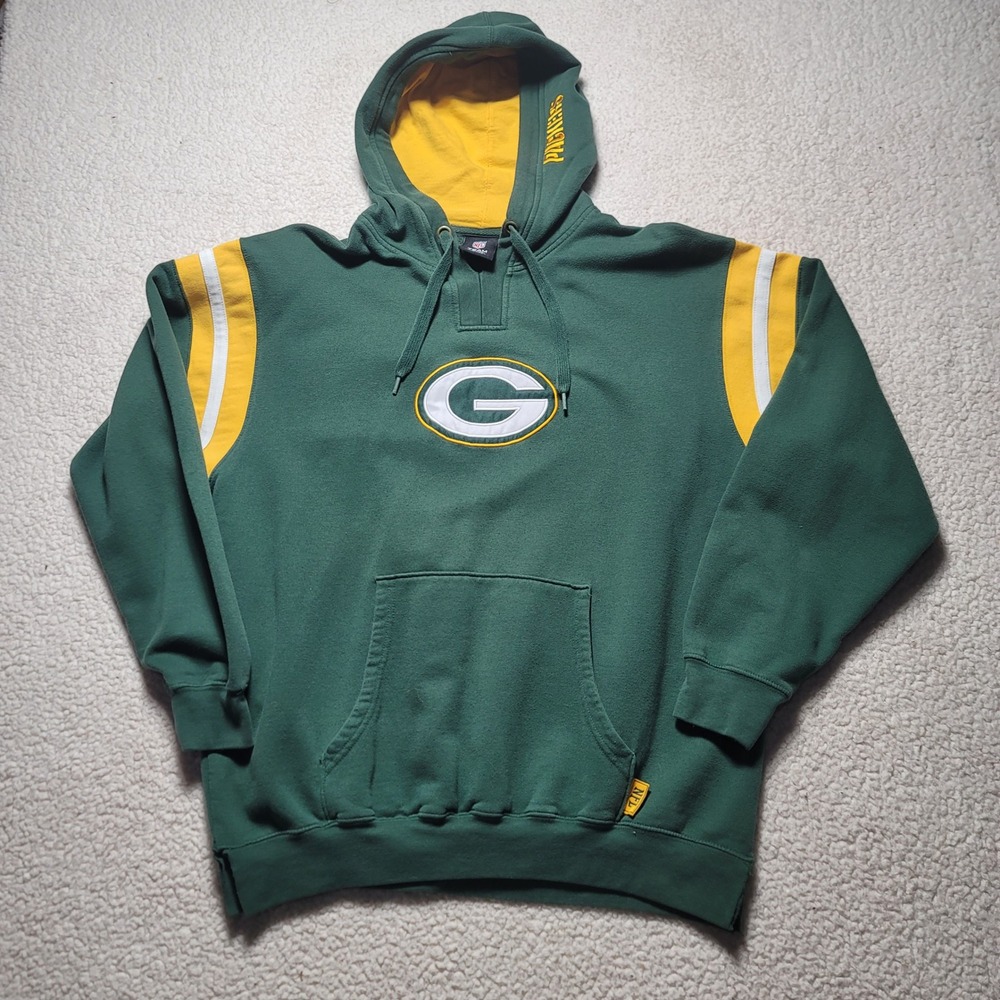 NFL Team Apparel Green Bay Packers Hoodie Mens Green Gold Pullover Sweatshirt
